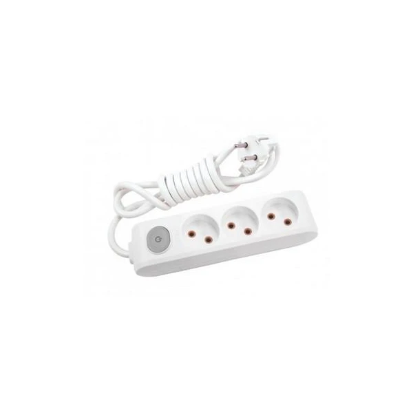 Prelungitor cu 3 prize fara impamintare cu buton de pornire/ oprire Multi - Let Viko by Panasonic. 5 m. Alb image