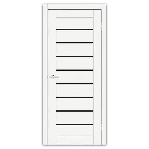 Usa de interior 'SMART C018' BG Doors. Alb Silk Matt. Sticla neagra. 80 x 200 cm image