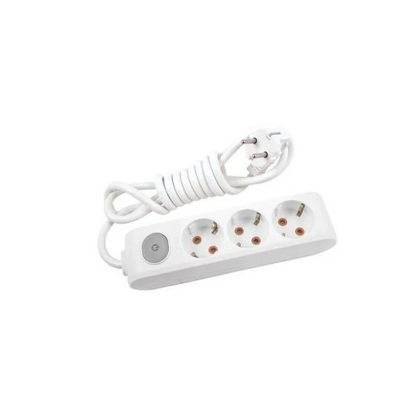 Prelungitor cu 3 prize cu impamintare si buton de pornire / oprire Multi - Let Viko by Panasonic. 5 m. Alb image