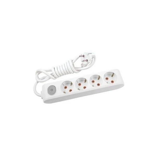 Prelungitor cu 4 prize cu impamintare si buton de pornire / oprire Multi - Let Viko by Panasonic. 5 m. Alb image