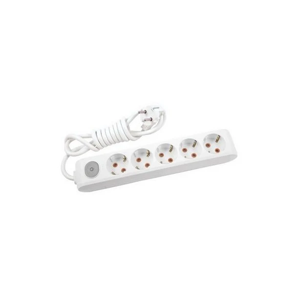 Prelungitor cu 5 prize cu impamintare si buton de pornire / oprire Multi - Let Viko by Panasonic. 3 m. Alb image