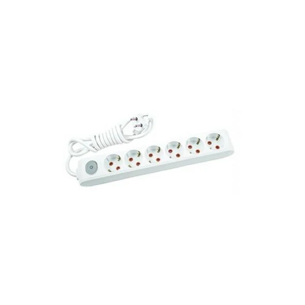 Prelungitor cu 6 prize cu impamintare si buton de pornire / oprire Multi - Let Viko by Panasonic. 3 m. Alb image