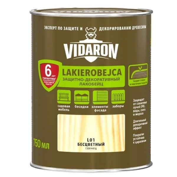 Lac- bait pentru lemn L01 VIDARON. Transparent. 0.75 l. image
