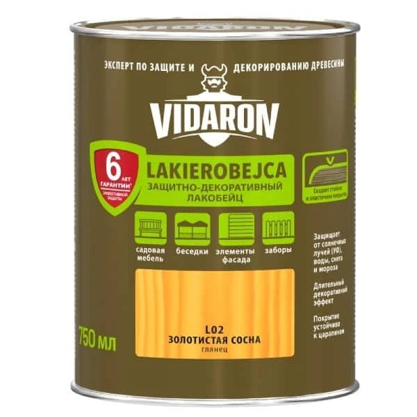 Lac- bait pentru lemn L02 VIDARON. Pin de aur. 0.75 l. image