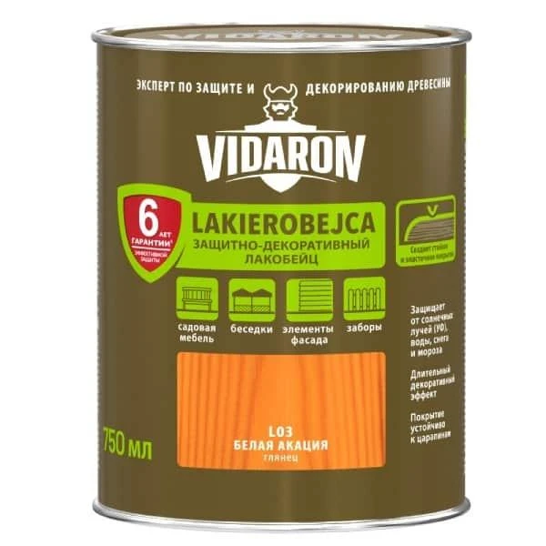 Lac- bait pentru lemn L03 VIDARON. Salcam alb. 0.75 l. image