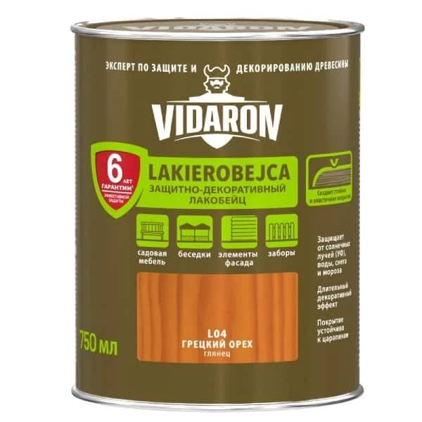 Lac- bait pentru lemn L04 VIDARON. Nuc. 0.7 l. image