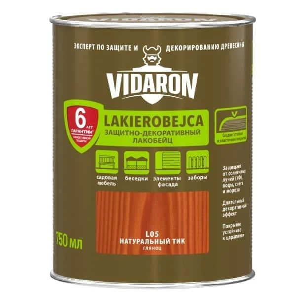 Lac- bait pentru lemn L05 VIDARON. Lemn de tec. 0.75 l. image
