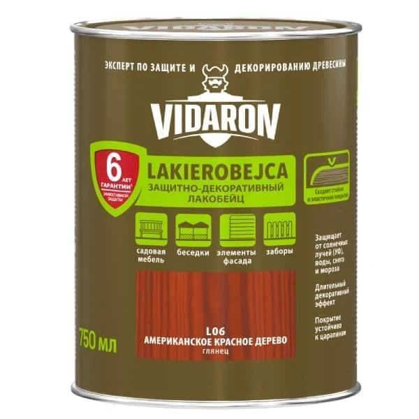 Lac- bait pentru lemn L06 VIDARON. Lemn rosu american. 0.75 l. image