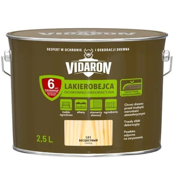 Lac- bait pentru lemn L01 VIDARON. Transparent. 2.5 l. image