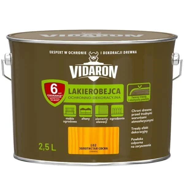 Lac- bait pentru lemn L02 VIDARON. Pin de aur. 2.5 l. image