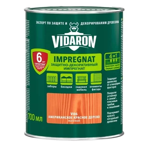 Impregnant pentru lemn V06 VIDARON. Lemn rosu american.  0.7 l. image