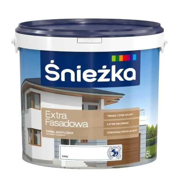 Vopsea acrilica pentru fatade EXTRA FASADOWA Sniezka. Mat. Alba. 5 l. image