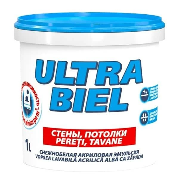 Vopsea acrilica pentru pereti si tavane Ultra Biel Sniezka. Mat. Alba. 1 l. image