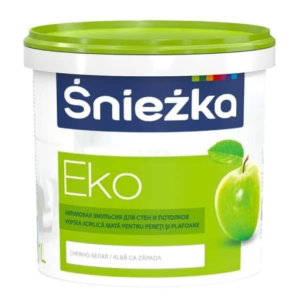 Vopsea acrilica lavabila pentru pereti si tavane EKO Sniezka. Mat. Alba. 1 l. image