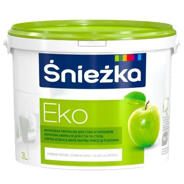 Vopsea acrilica lavabila pentru pereti si tavane EKO Sniezka. Mat. Alba. 3 l. image