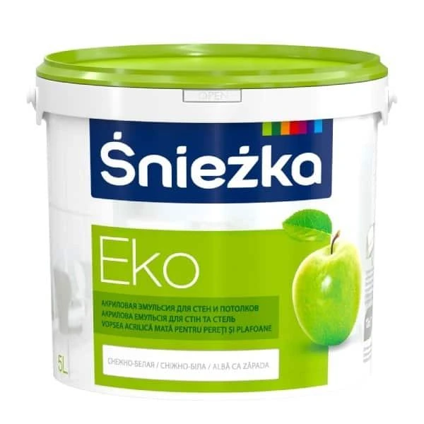 Vopsea acrilica lavabila pentru pereti si tavane EKO Sniezka. Mat. Alba. 5 l. image