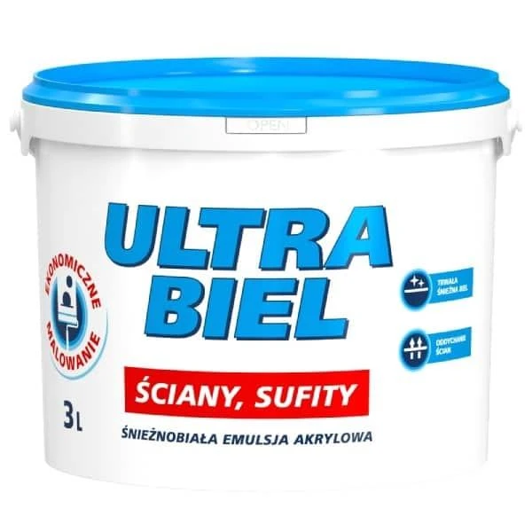 Vopsea acrilica pentru pereti si tavane Ultra Biel Sniezka. Mat. Alba. 3 l. image