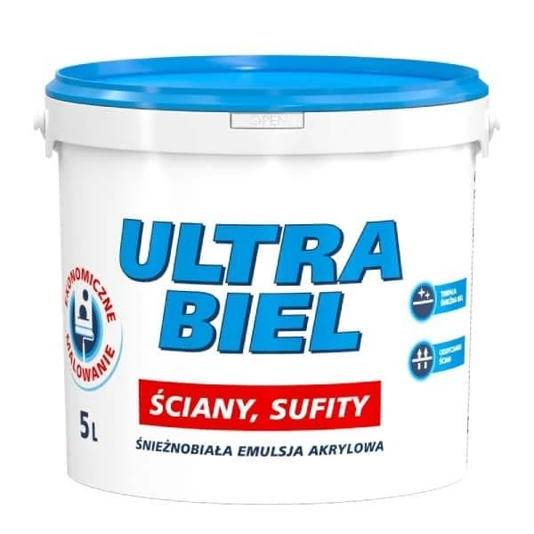 Vopsea acrilica pentru pereti si tavane Ultra Biel Sniezka. Mat. Alba. 5 l. image
