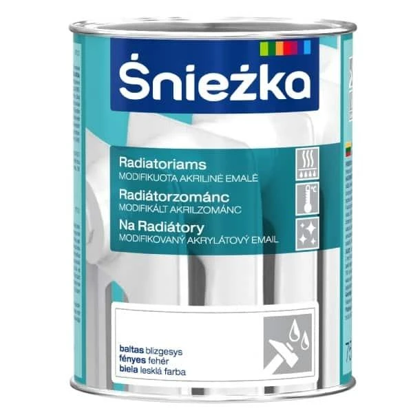 Vopsea acrilica pentru calorifer Sniezka. Lucioasa. Alba. 0.75 l. image