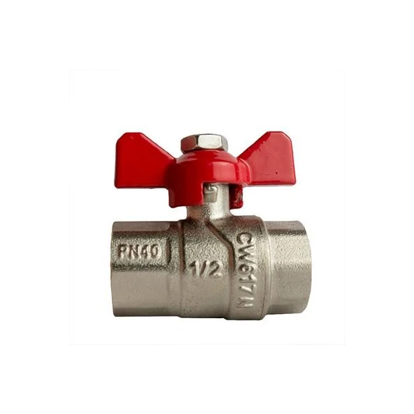 Robinet de trecere cu bila MPN. d 1/2" FF. Maner fluture. Alama. image