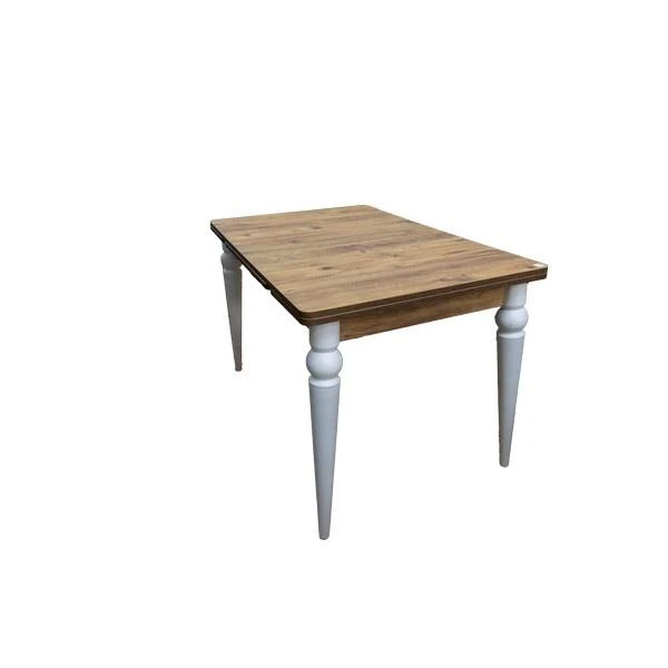 Masa bucatarie extensibila, picioare din lemn albe, blat frasin, 120-180х80cm, ARDA, Mobilgen image