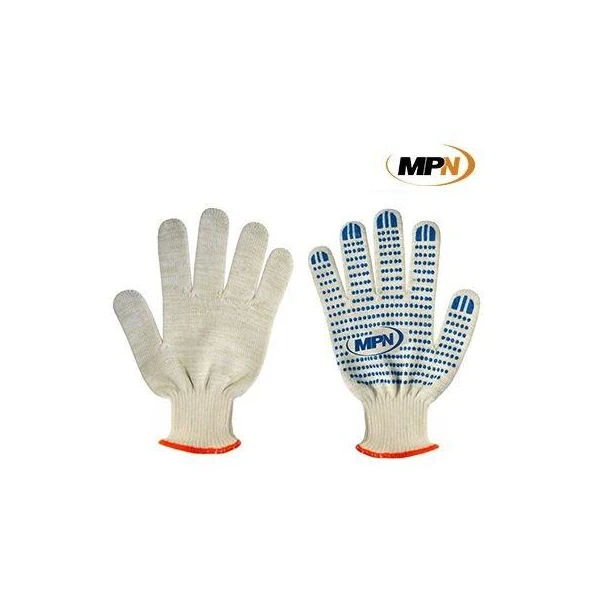 Manusi de lucru. tricot de bumbac cu PVC. MPN albe cu autocolant '1cut-12buc' image