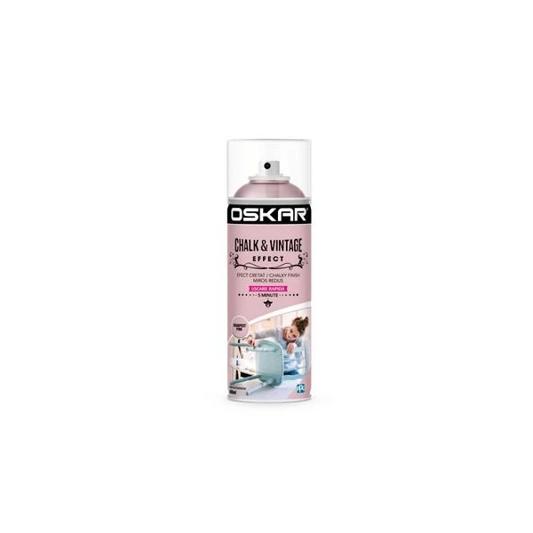 Vopsea spray lemn/ metal Chalk &amp; Vintage Effect OSKAR. Interior / Exterior. Budapest pink. 400 ml. image