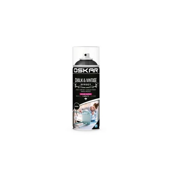 Vopsea spray lemn/ metal Chalk &amp; Vintage Effect OSKAR. Interior / Exterior. Charcoal. 400 ml. image