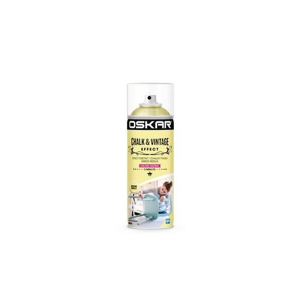 Vopsea spray lemn/ metal Chalk &amp; Vintage Effect OSKAR. Interior / Exterior. Russian Vanilla. 400 ml. image