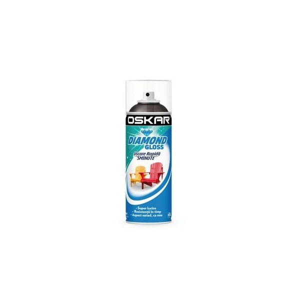 Vopsea spray lemn/ metal Diamond Gloss OSKAR. Interior / Exterior. Maro ciocolatiu RAL8017. 400 ml. image