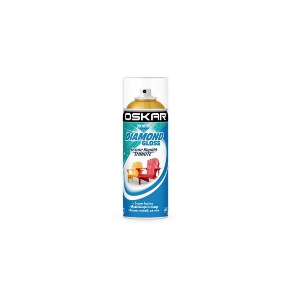 Vopsea spray lemn/ metal Diamond Gloss OSKAR. Interior / Exterior. Galben trafic RAL1023. 400 ml. image