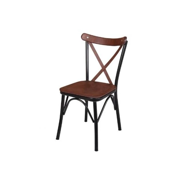 Scaun cu spatar, carcasa neagra, sezut lemn de nuc, CAPRAZ, Mobilgen image