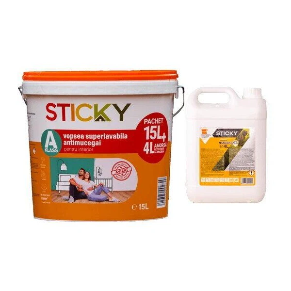 Vopsea, superlavabila, antimucegai interior, 15 L, + grund 4 L, STICKY image