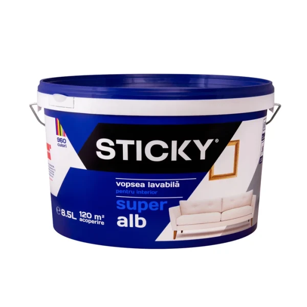 Vopsea, lavabila, interior, alba, 8.5 L, STICKY image