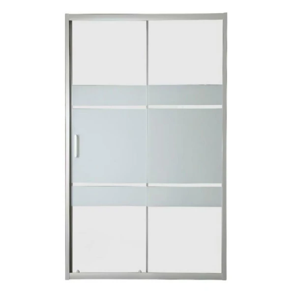 Usa de dus, culisanta, 140x190cm, sticla securizata 5 mm, transparenta, profil alb, SINQUE SILVER image