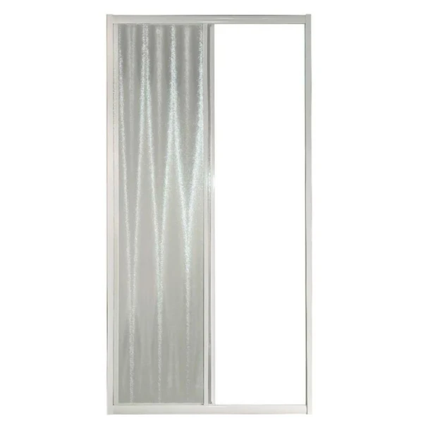 Usa de dus, culisanta, 120x185cm, sticla securizata 5 mm, mata, profil alb, PLUMIN BIANCO image
