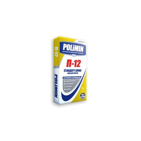 Adeziv pentru gresie P-12 Standart Polimin. Pentru interior / exterior. 25 kg. image