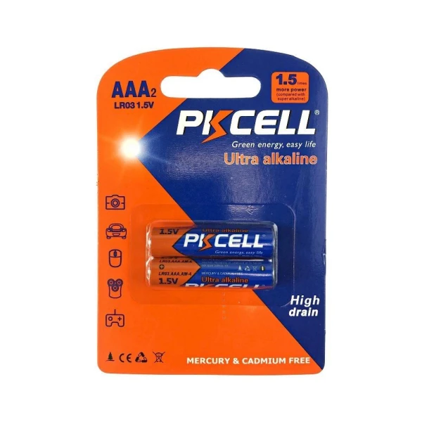 Baterii PKCELL Ultra Alkaline, AAA, LR03, 1.5V, blister, 2 buc image