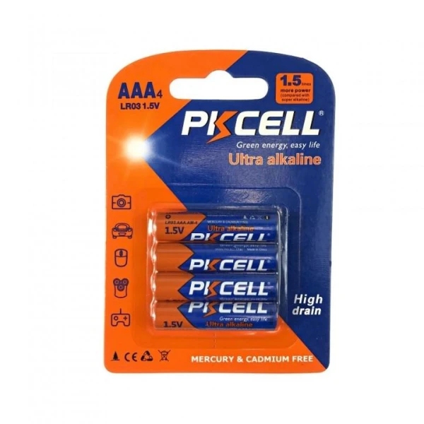 Baterii PKCELL Ultra Alkaline, AAA, LR03, 1.5V, blister, 4 buc image