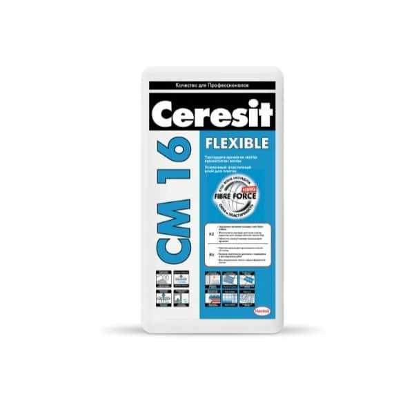 Adeziv pentru placari ceramice si din piatra naturala CM 16 FLEXIBIL White Ceresit. 25 kg. image