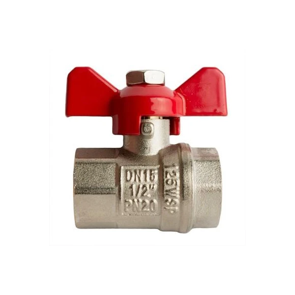 Robinet de trecere cu bila MPN. d 1/2" FF. Scurt. Maner fluture. Alama. image