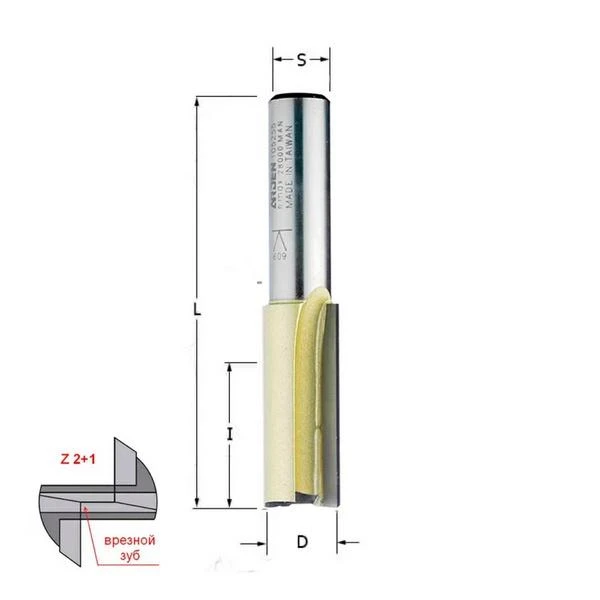 Фреза прямая с врезным зубом D x 4 I x 10 L x 70 S x 8.CMT image
