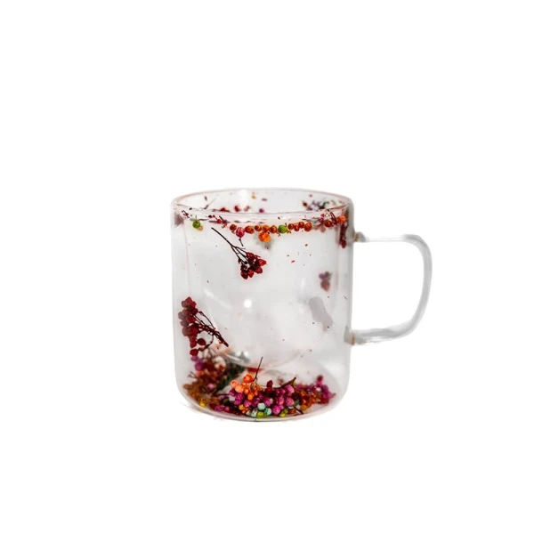 Cana sticla, perete dublu, Flori Uscate, 250ml image