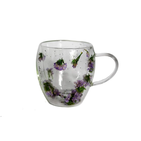 Cana sticla, perete dublu, Flori Uscate, 250ml image