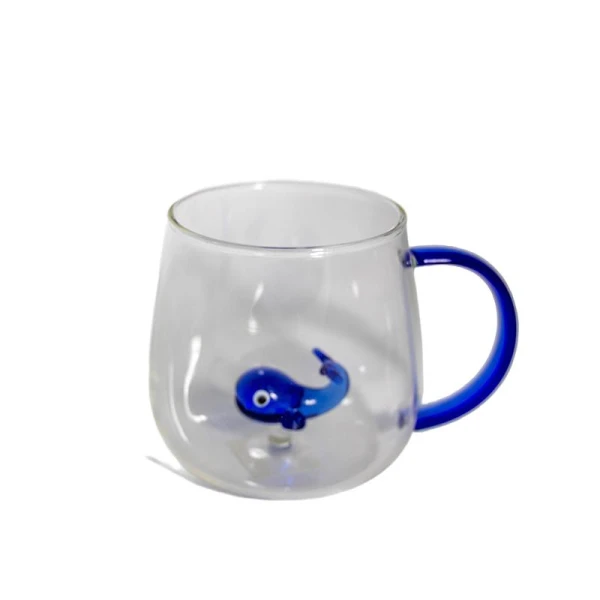Cana din sticla cu figura in interior "BALENA", 400ml, 1buc image