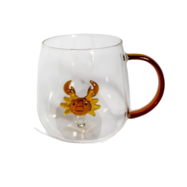 Cana din sticla cu figura in interior "CRAB", 400ml, 1buc image