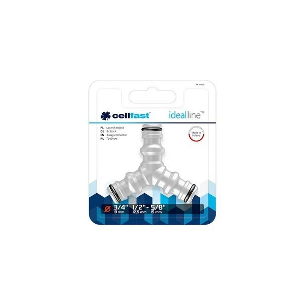Conector cu 3 cai pentru furtun IDEAL Cellfast. 1/2" - 3/4" image
