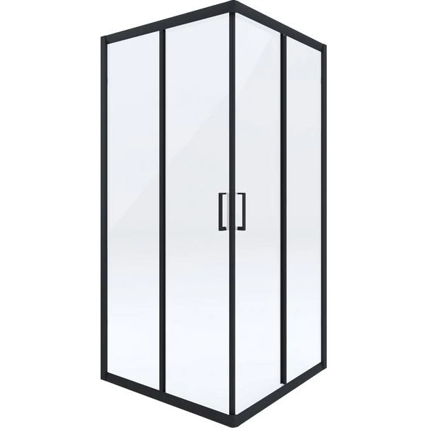 Cabina de dus Funkia Deante. Patrata. Sticla transparenta. Profil negru. 80 x 80 x 185 cm. image