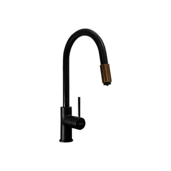 Baterie pentru bucatarie Aster Deante. Cu iesire la filtru de apa. Negru / cupru. image