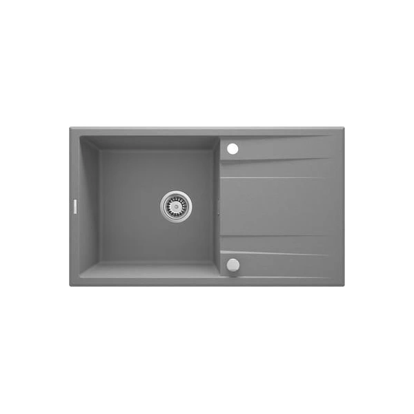 Chiuveta pentru bucatarie din granit Eridan Deante. 1 cuva. Picurator. Stinga/ dreapta. Gri metalic. 860 х 500 х 190 mm. image